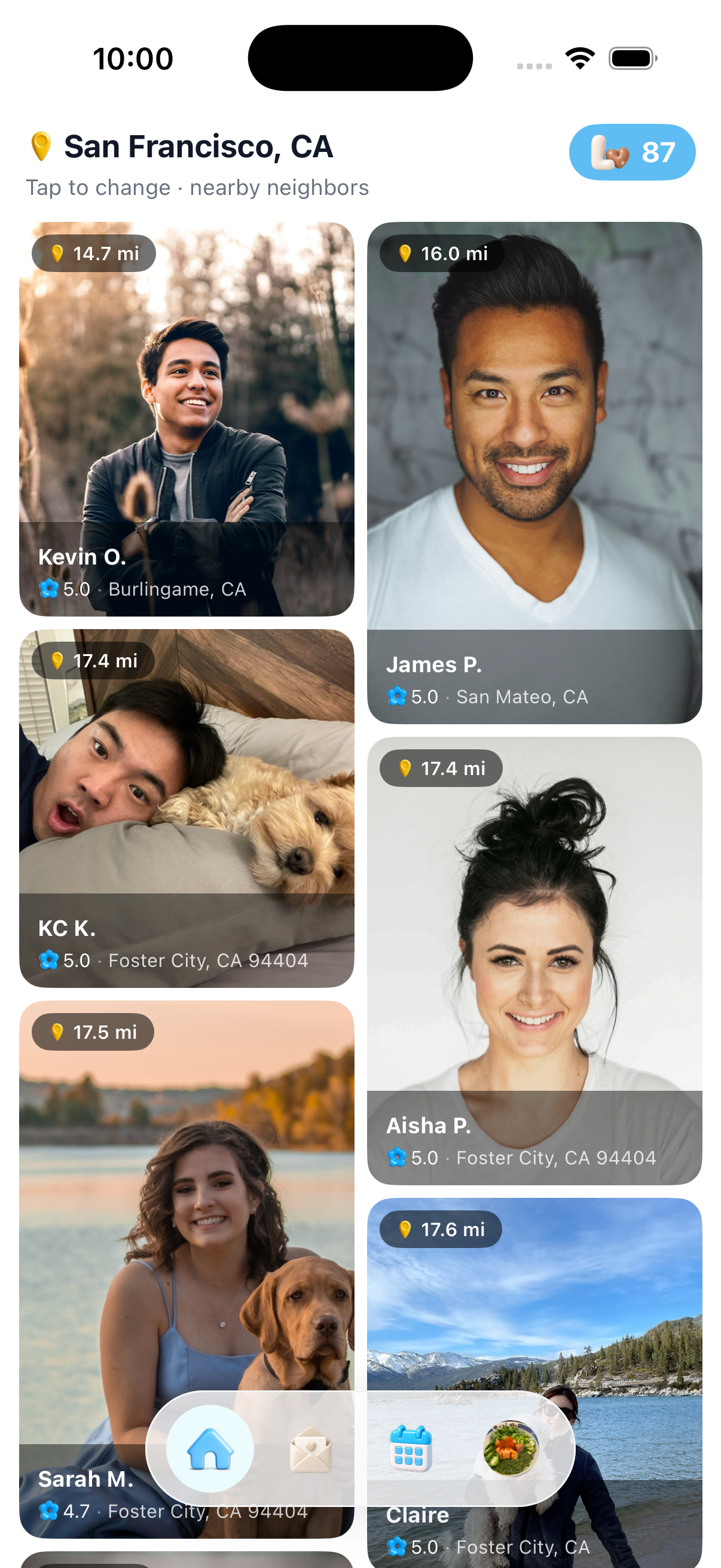 Loulu showing nearby neighbors available for pet care